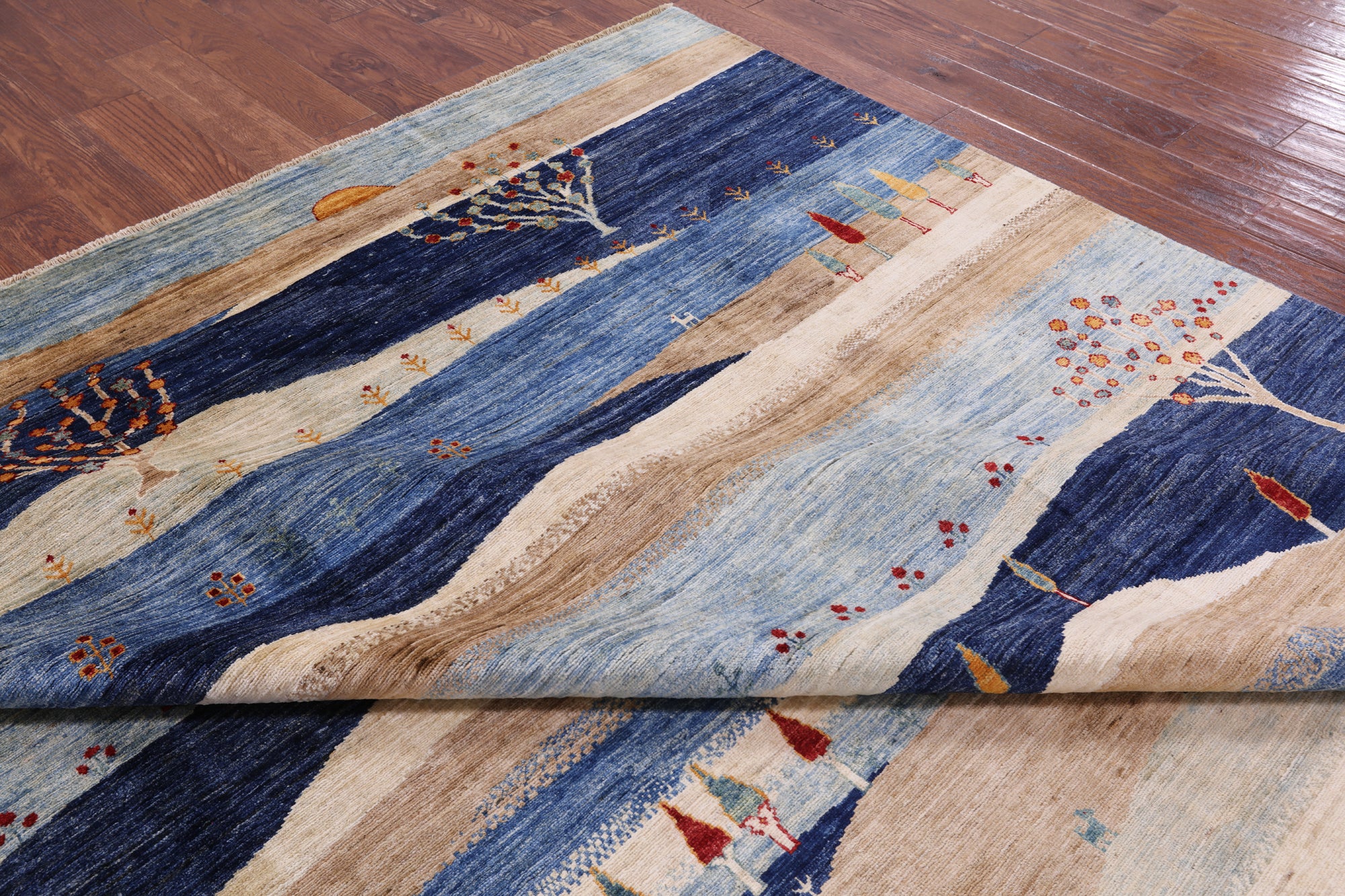 Tribal Persian Gabbeh Hand Knotted Wool Rug - 9' 1" X 12' 0" - Golden Nile