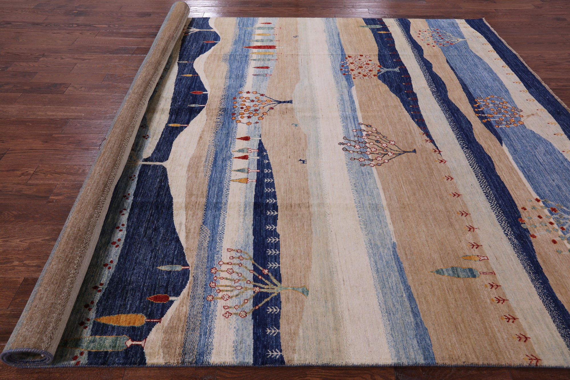 Tribal Persian Gabbeh Hand Knotted Wool Rug - 9' 1" X 12' 0" - Golden Nile