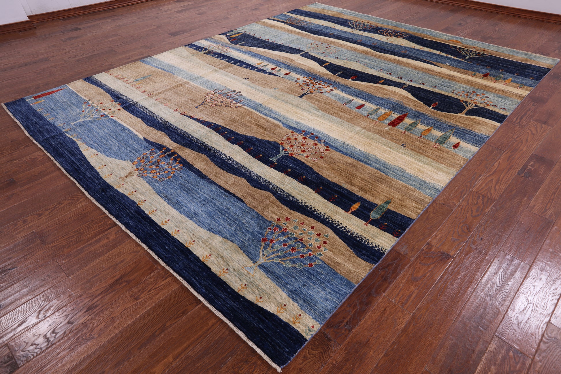 Tribal Persian Gabbeh Hand Knotted Wool Rug - 9' 1" X 12' 0" - Golden Nile