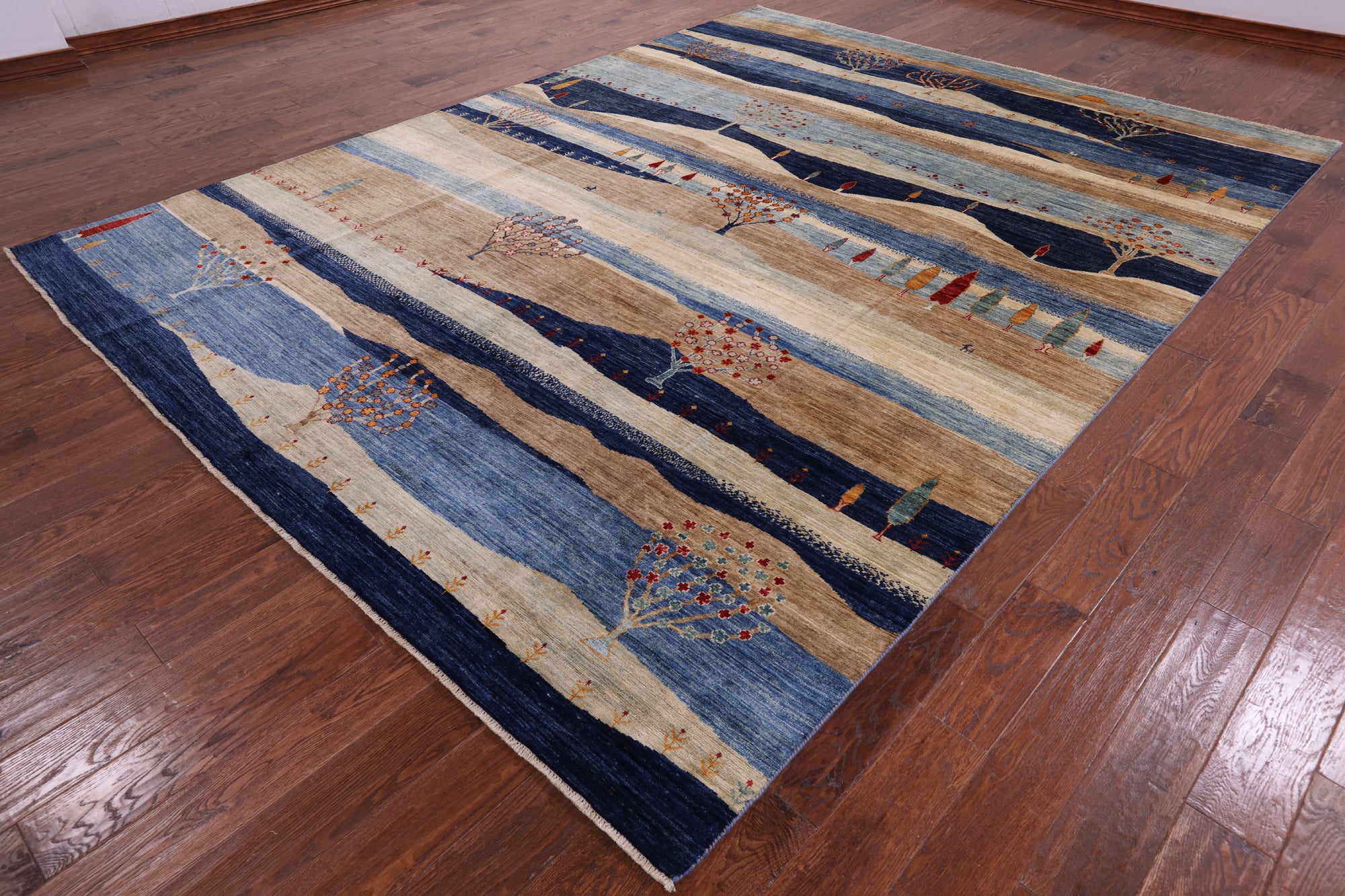 Tribal Persian Gabbeh Hand Knotted Wool Rug - 9' 1" X 12' 0" - Golden Nile