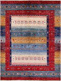 Tribal Persian Gabbeh Hand Knotted Wool Rug - 5' 9" X 7' 6" - Golden Nile