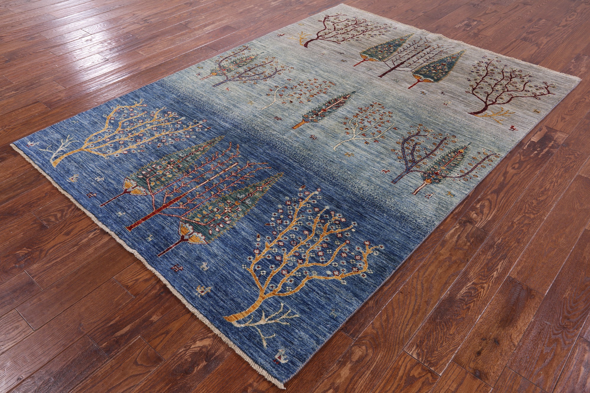 Tribal Persian Gabbeh Handmade Wool Rug - 5' 7" X 7' 10" - Golden Nile