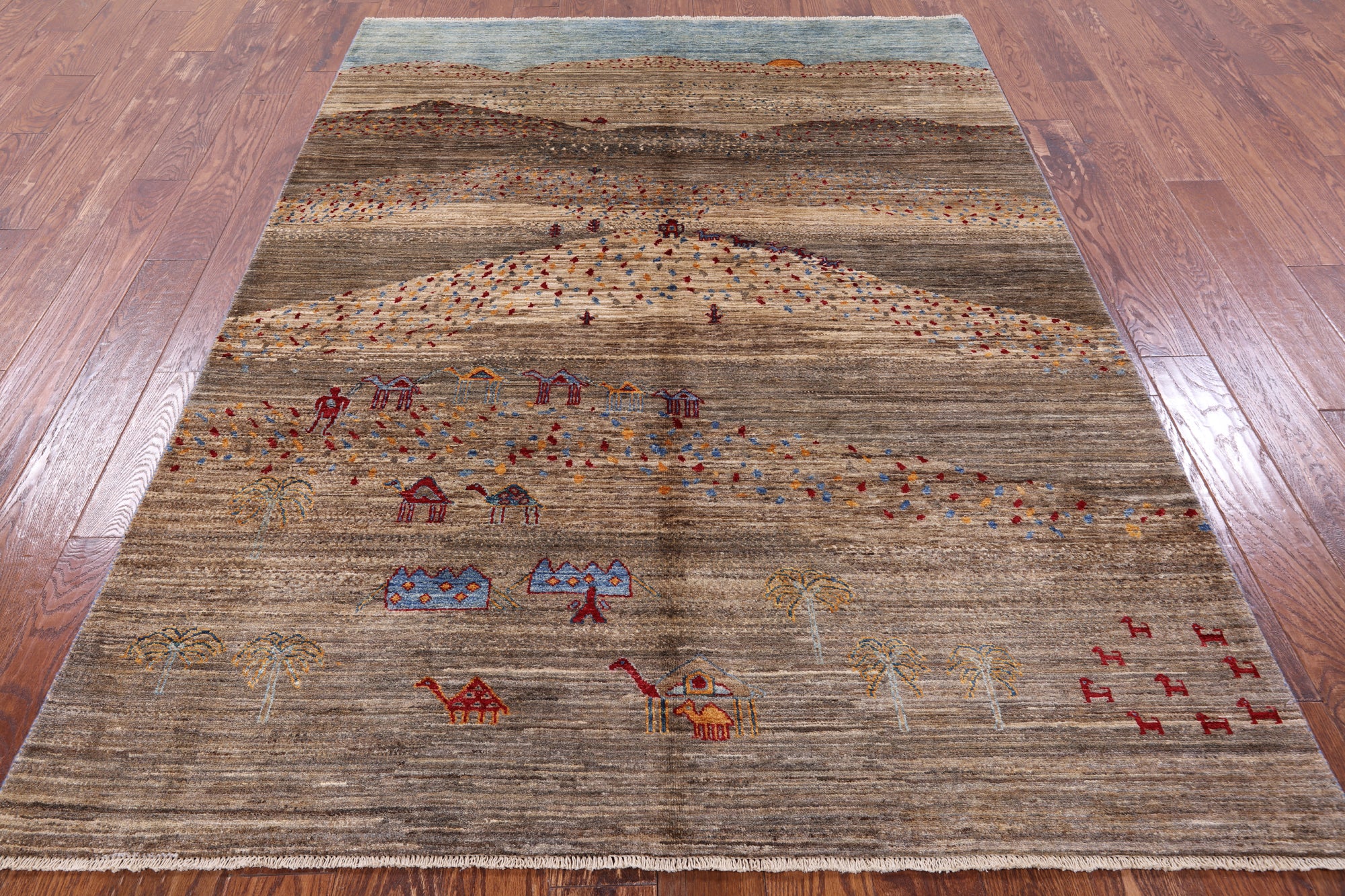 Tribal Persian Gabbeh Hand Knotted Wool Rug - 5' 6" X 7' 9" - Golden Nile