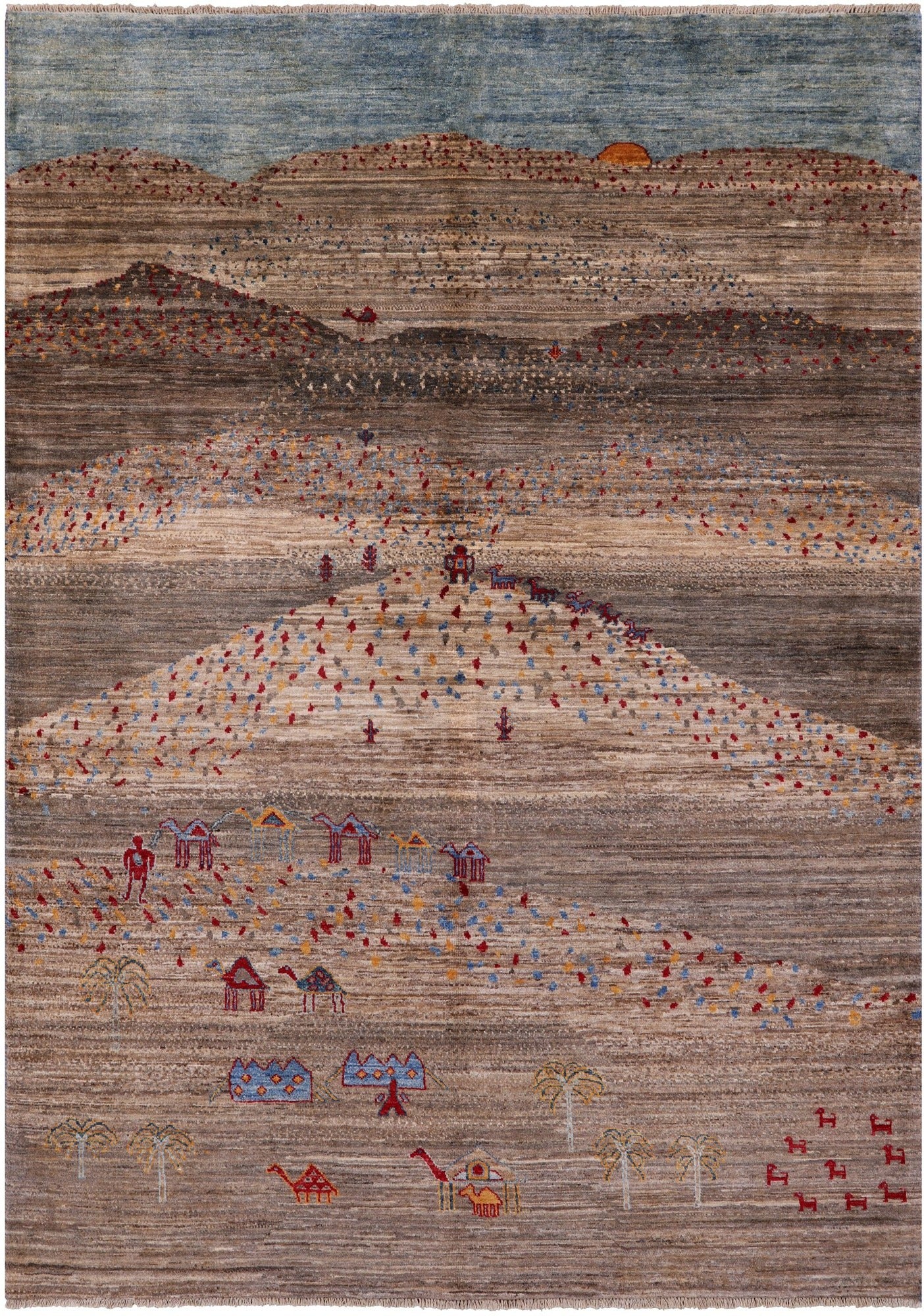 Tribal Persian Gabbeh Hand Knotted Wool Rug - 5' 6" X 7' 9" - Golden Nile