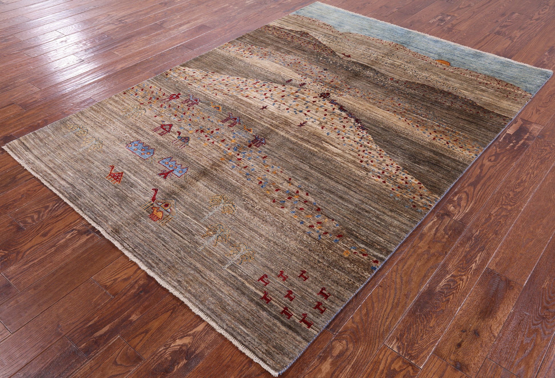 Tribal Persian Gabbeh Hand Knotted Wool Rug - 5' 6" X 7' 9" - Golden Nile