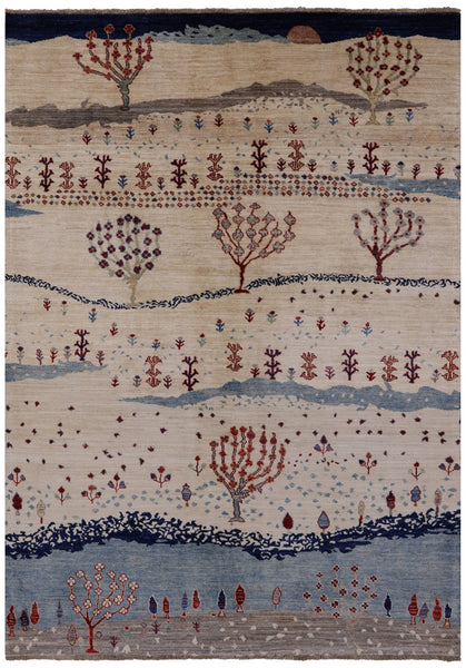 Tribal Persian Gabbeh Hand Knotted Wool Rug - 5' 6" X 7' 8" - Golden Nile