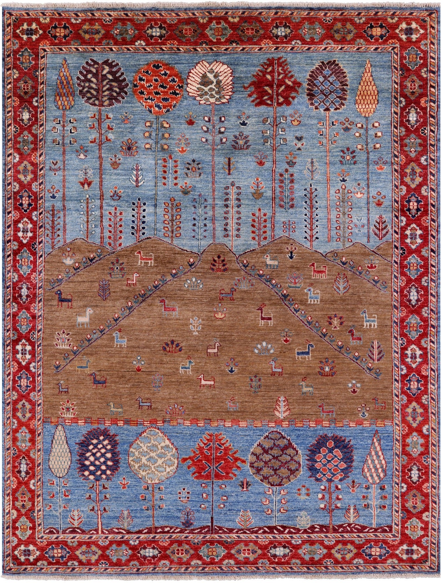 Tribal Persian Gabbeh Hand Knotted Wool Rug - 5' 0" X 6' 6" - Golden Nile