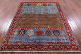 Tribal Persian Gabbeh Hand Knotted Wool Rug - 5' 0" X 6' 6" - Golden Nile