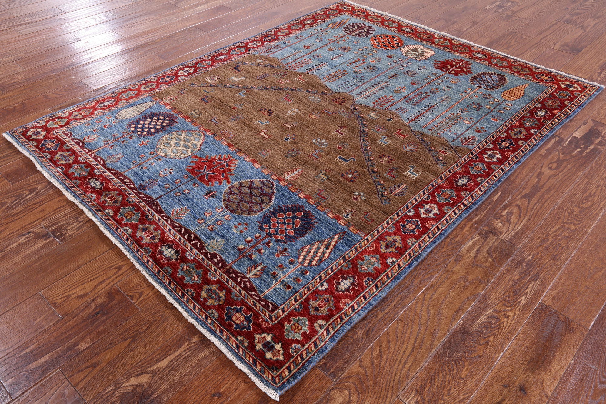 Tribal Persian Gabbeh Hand Knotted Wool Rug - 5' 0" X 6' 6" - Golden Nile