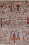 Tribal Persian Gabbeh Handmade Wool Rug - 3' 3" X 4' 10" - Golden Nile