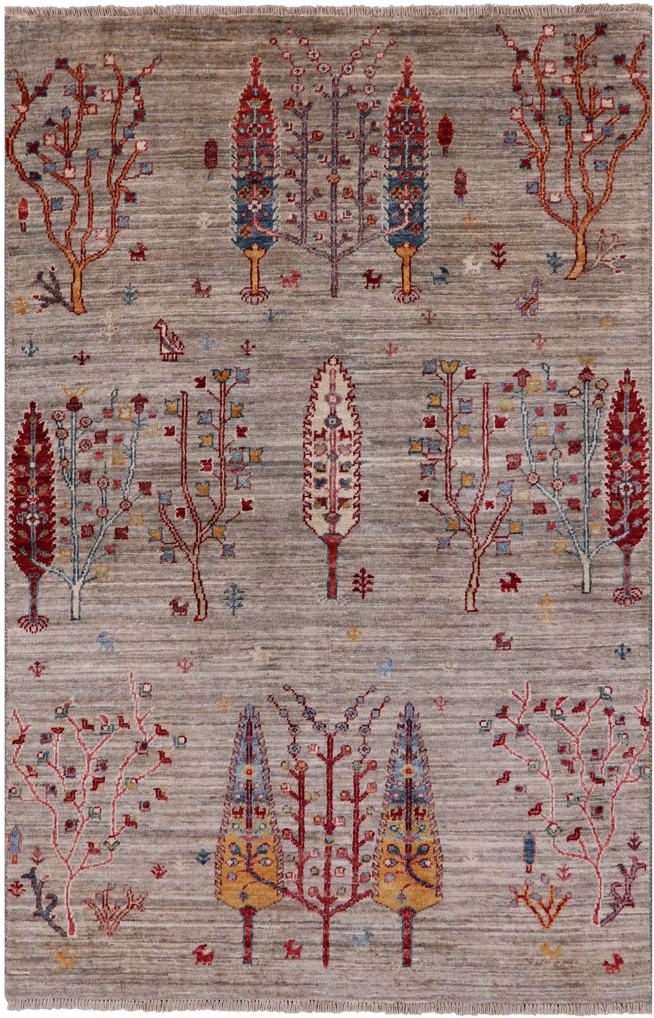 Tribal Persian Gabbeh Handmade Wool Rug - 3' 3" X 4' 10" - Golden Nile