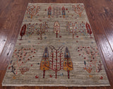 Tribal Persian Gabbeh Handmade Wool Rug - 3' 3" X 4' 10" - Golden Nile