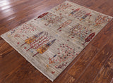 Tribal Persian Gabbeh Handmade Wool Rug - 3' 3" X 4' 10" - Golden Nile