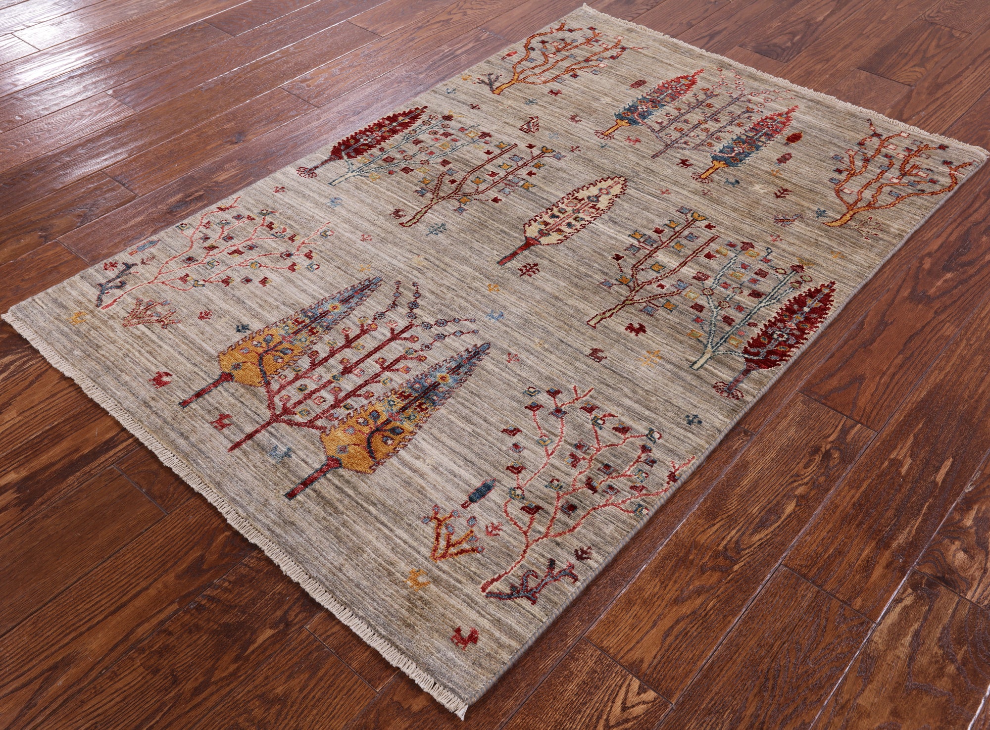 Tribal Persian Gabbeh Handmade Wool Rug - 3' 3" X 4' 10" - Golden Nile