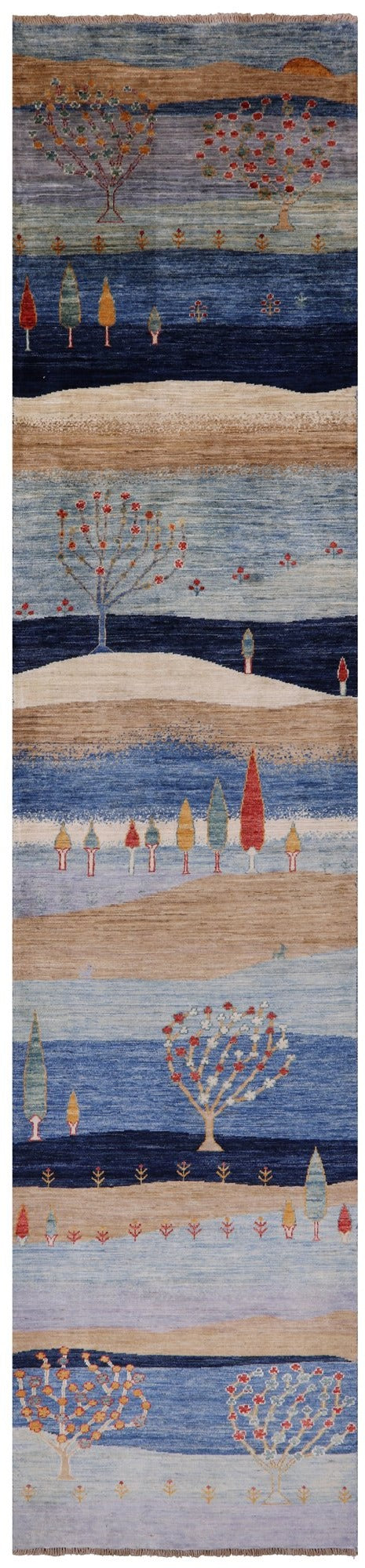 Tribal Persian Gabbeh Hand Knotted Wool Runner Rug - 2' 7" X 11' 11" - Golden Nile
