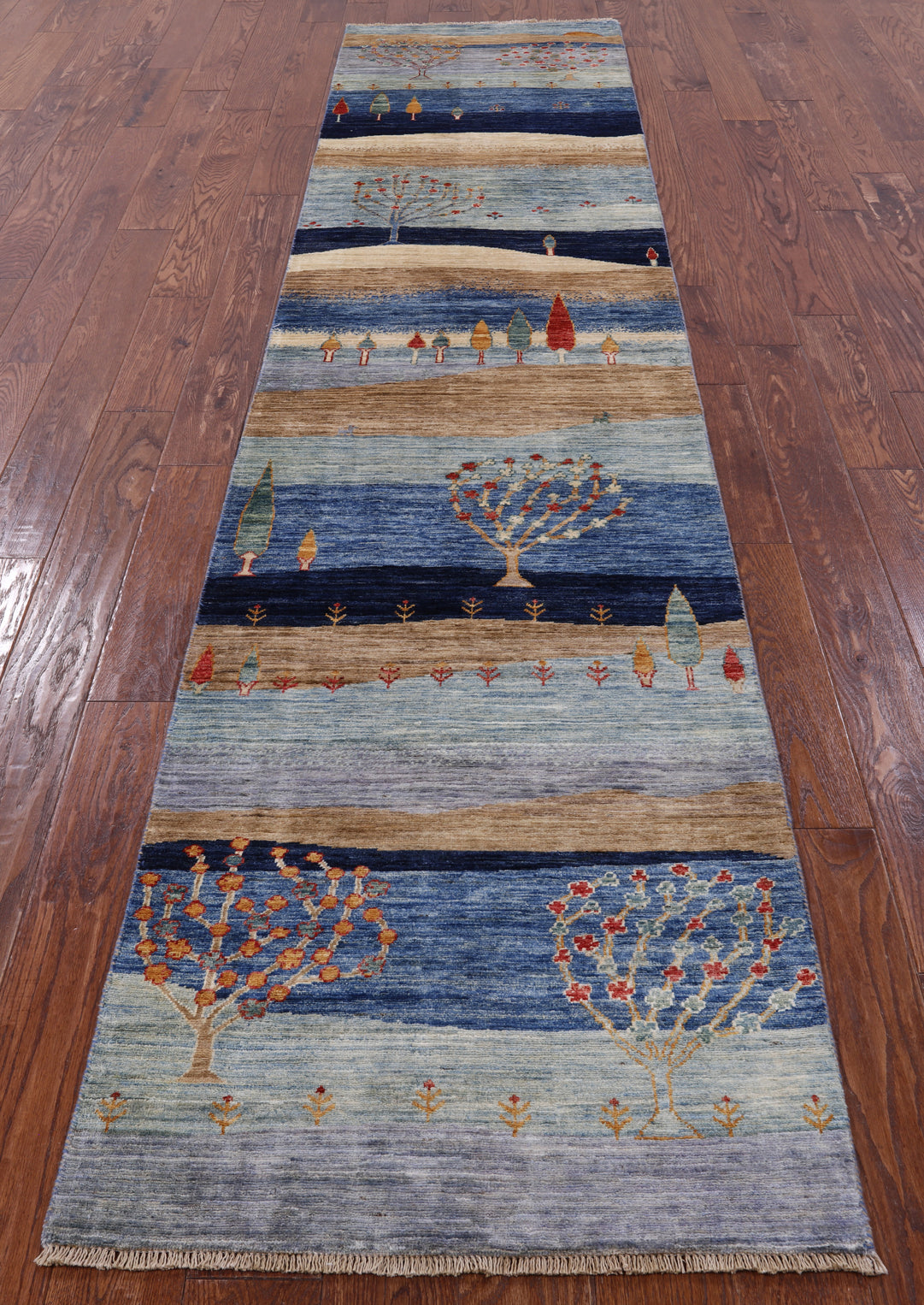 Tribal Persian Gabbeh Hand Knotted Wool Runner Rug - 2' 7" X 11' 11" - Golden Nile