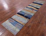 Tribal Persian Gabbeh Hand Knotted Wool Runner Rug - 2' 7" X 11' 11" - Golden Nile