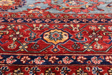 Blue Persian Fine Serapi Hand Knotted Wool Rug - 8' 11" X 11' 10" - Golden Nile