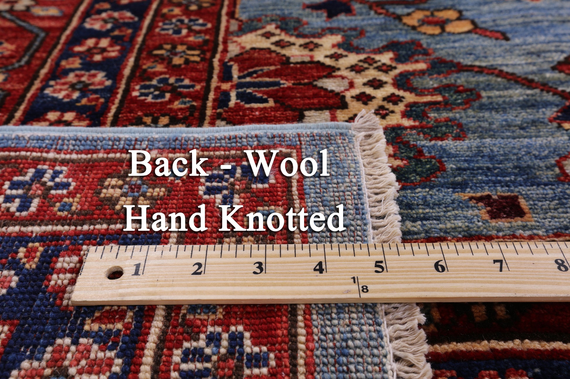 Blue Persian Fine Serapi Hand Knotted Wool Rug - 8' 11" X 11' 10" - Golden Nile
