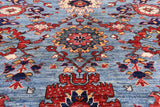 Blue Persian Fine Serapi Hand Knotted Wool Rug - 8' 11" X 11' 10" - Golden Nile