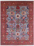Blue Persian Fine Serapi Hand Knotted Wool Rug - 8' 11" X 11' 10" - Golden Nile