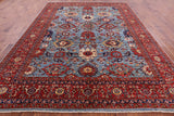 Blue Persian Fine Serapi Hand Knotted Wool Rug - 8' 11" X 11' 10" - Golden Nile