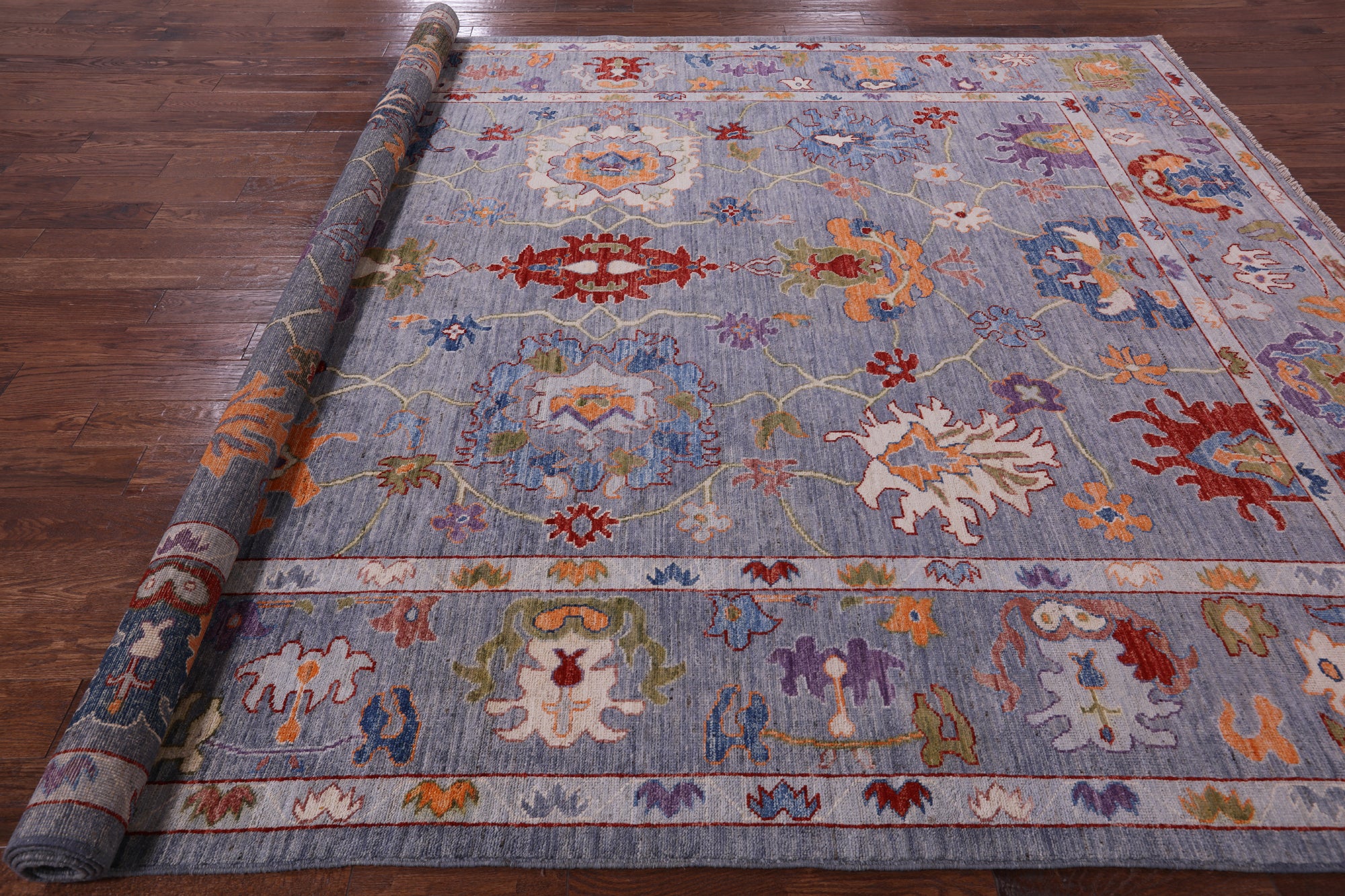 Turkish Oushak Hand Knotted Wool Rug - 9' 0" X 11' 9" - Golden Nile