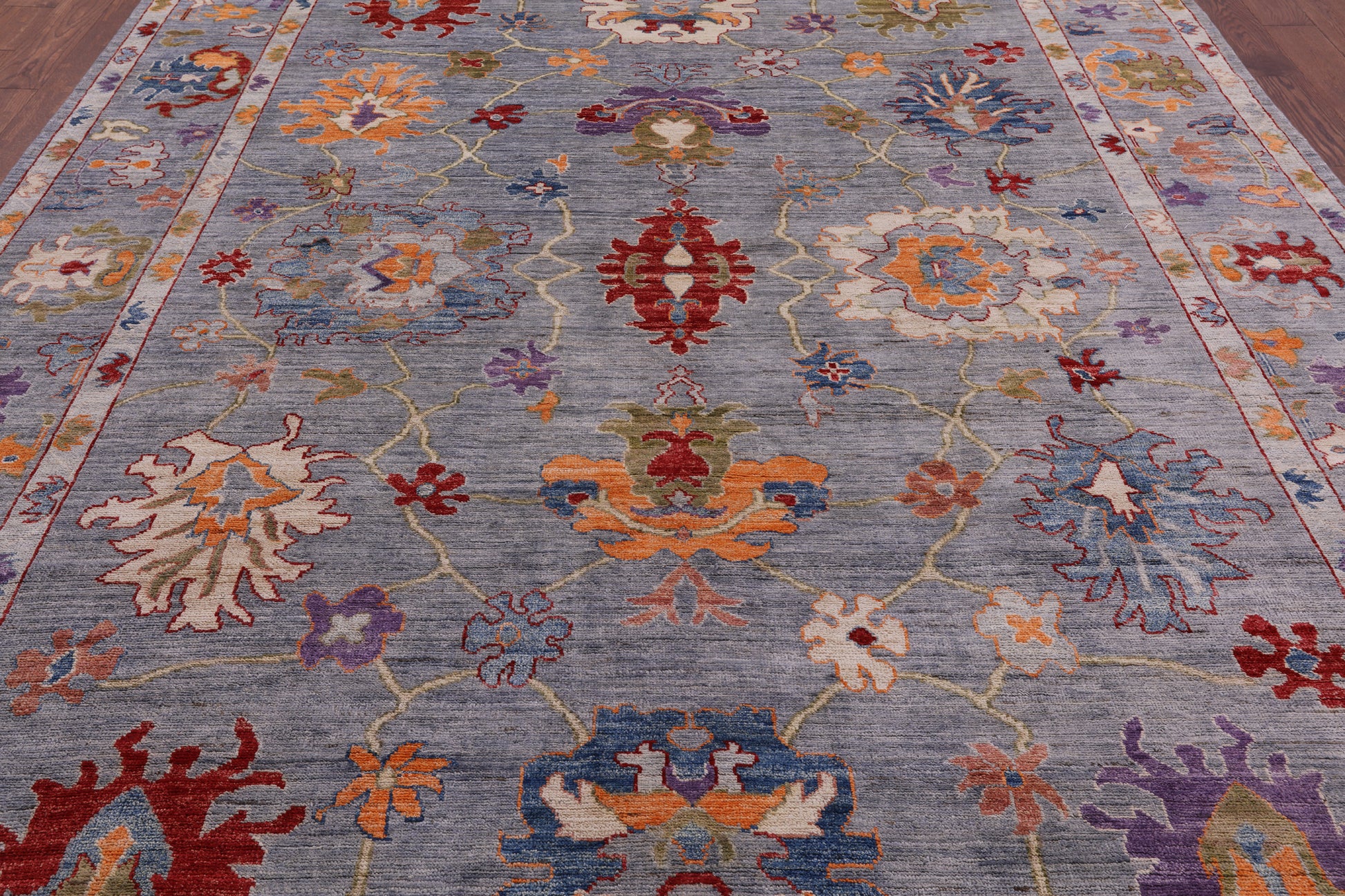 Turkish Oushak Hand Knotted Wool Rug - 8' 11" X 11' 8" - Golden Nile