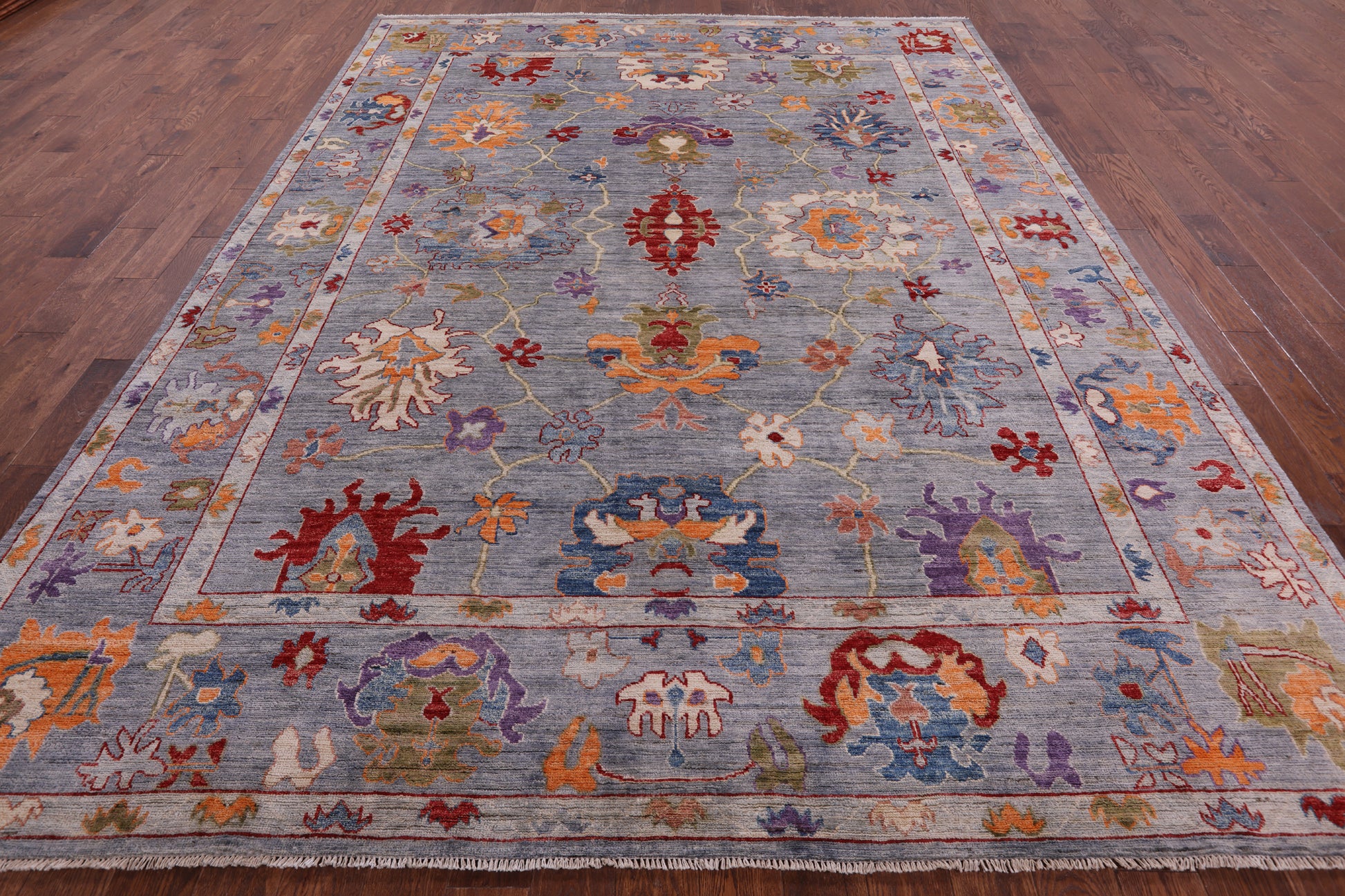 Turkish Oushak Hand Knotted Wool Rug - 8' 11" X 11' 8" - Golden Nile