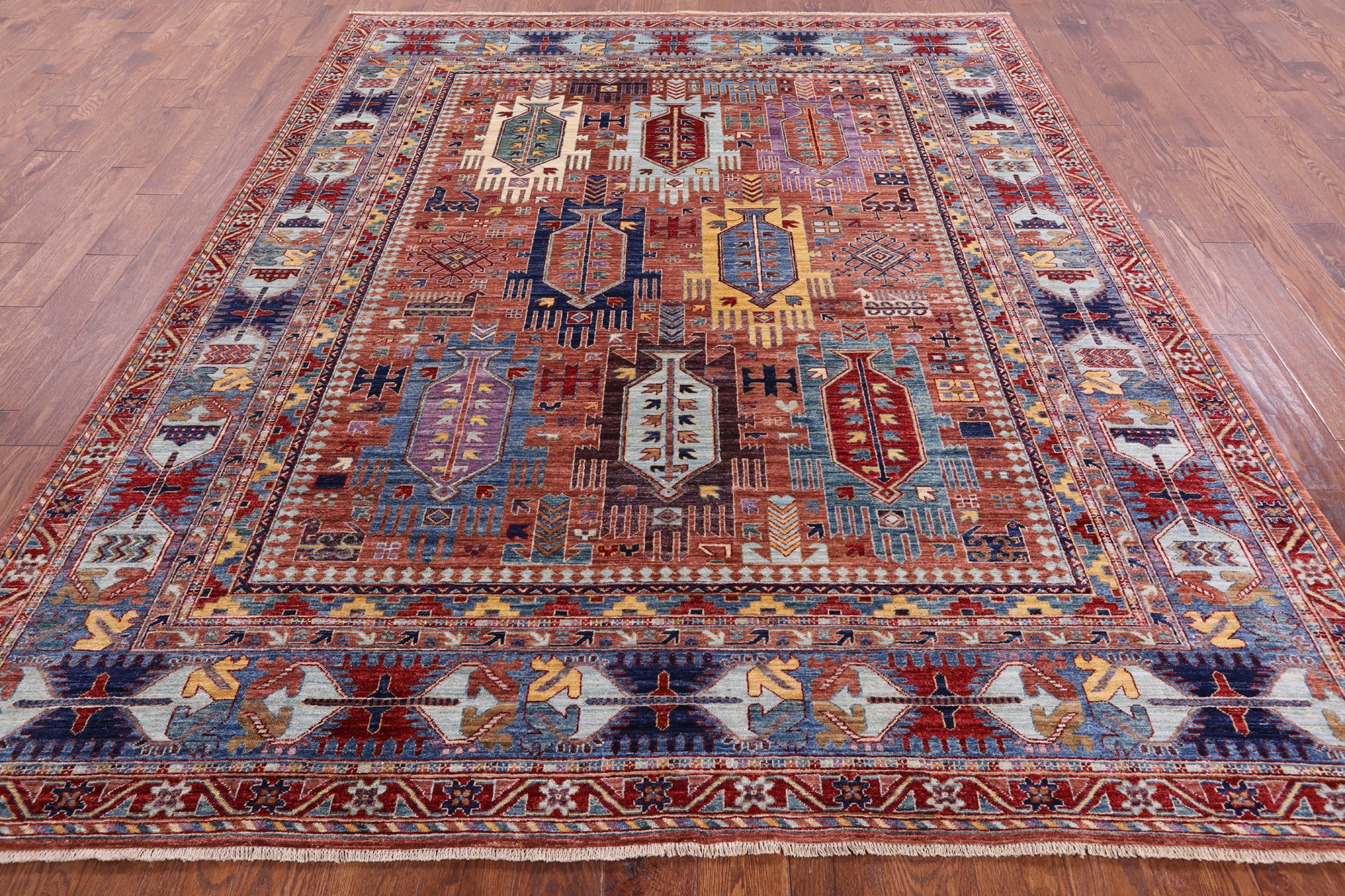 Persian Fine Serapi Hand Knotted Wool Rug - 7' 11" X 9' 8" - Golden Nile