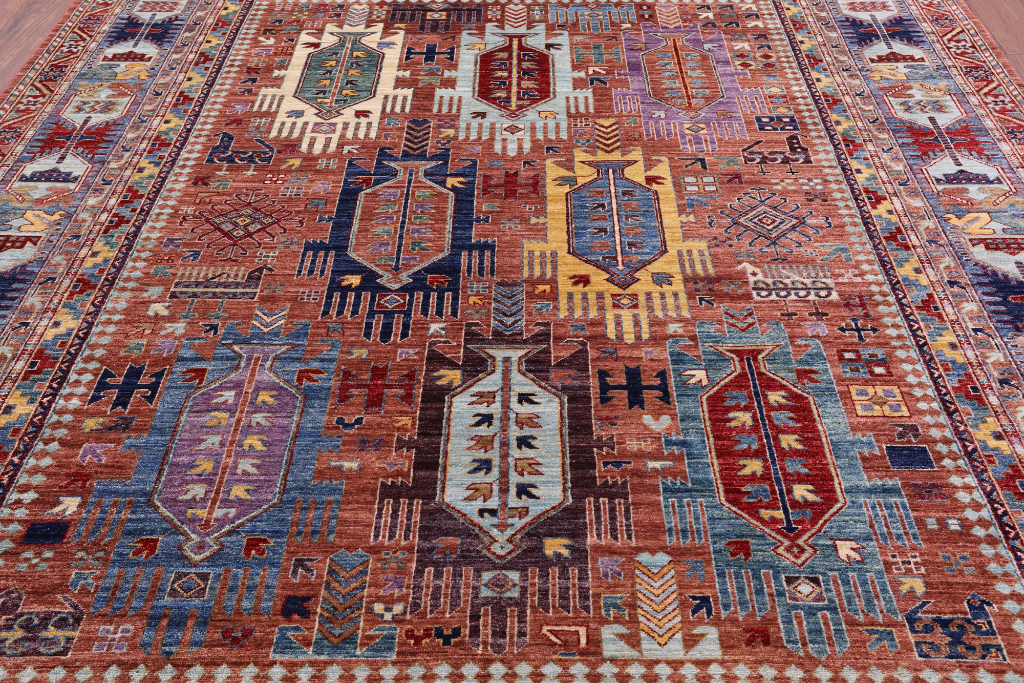 Persian Fine Serapi Hand Knotted Wool Rug - 7' 11" X 9' 8" - Golden Nile