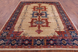 Ivory Persian Fine Serapi Hand Knotted Wool Rug - 7' 10" X 9' 6" - Golden Nile