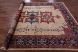 Ivory Persian Fine Serapi Hand Knotted Wool Rug - 7' 10" X 9' 6" - Golden Nile