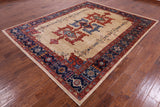 Ivory Persian Fine Serapi Hand Knotted Wool Rug - 7' 10" X 9' 6" - Golden Nile