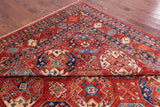 Red Turkmen Ersari Hand Knotted Wool Rug - 9' 8" X 13' 9" - Golden Nile