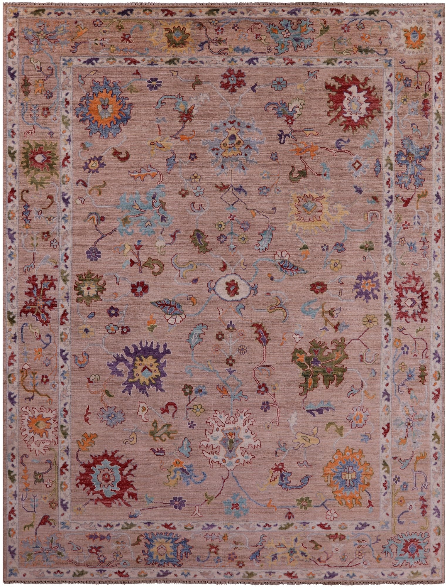Turkish Oushak Hand Knotted Wool Rug - 9' 1" X 11' 10" - Golden Nile