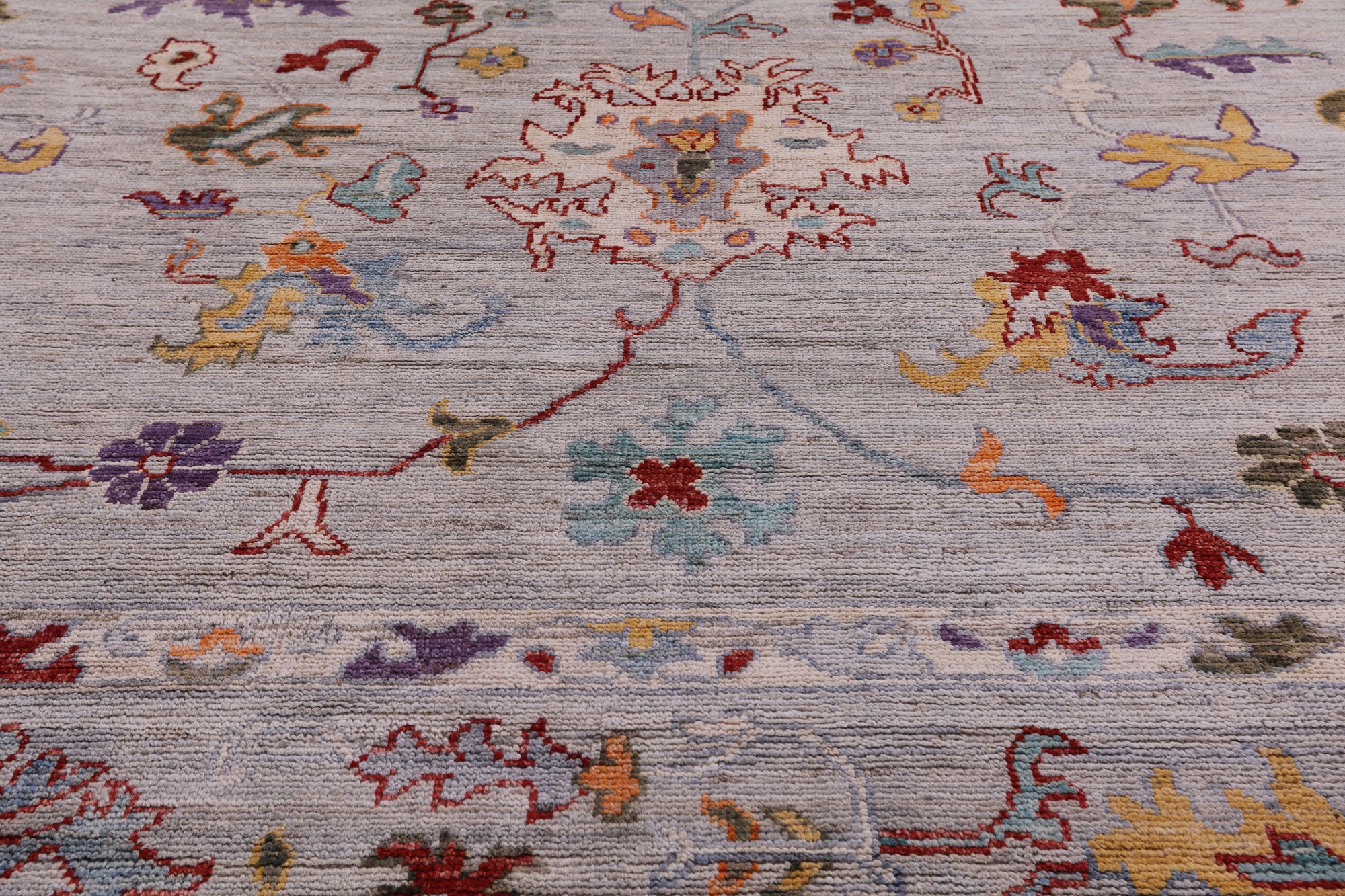 Turkish Oushak Hand Knotted Wool Rug - 9' 1" X 11' 11" - Golden Nile