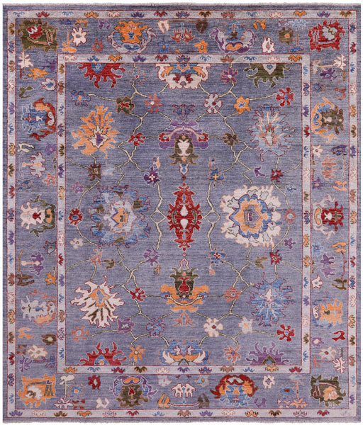 Grey Turkish Oushak Hand Knotted Wool Rug - 8' 1" X 9' 6" - Golden Nile