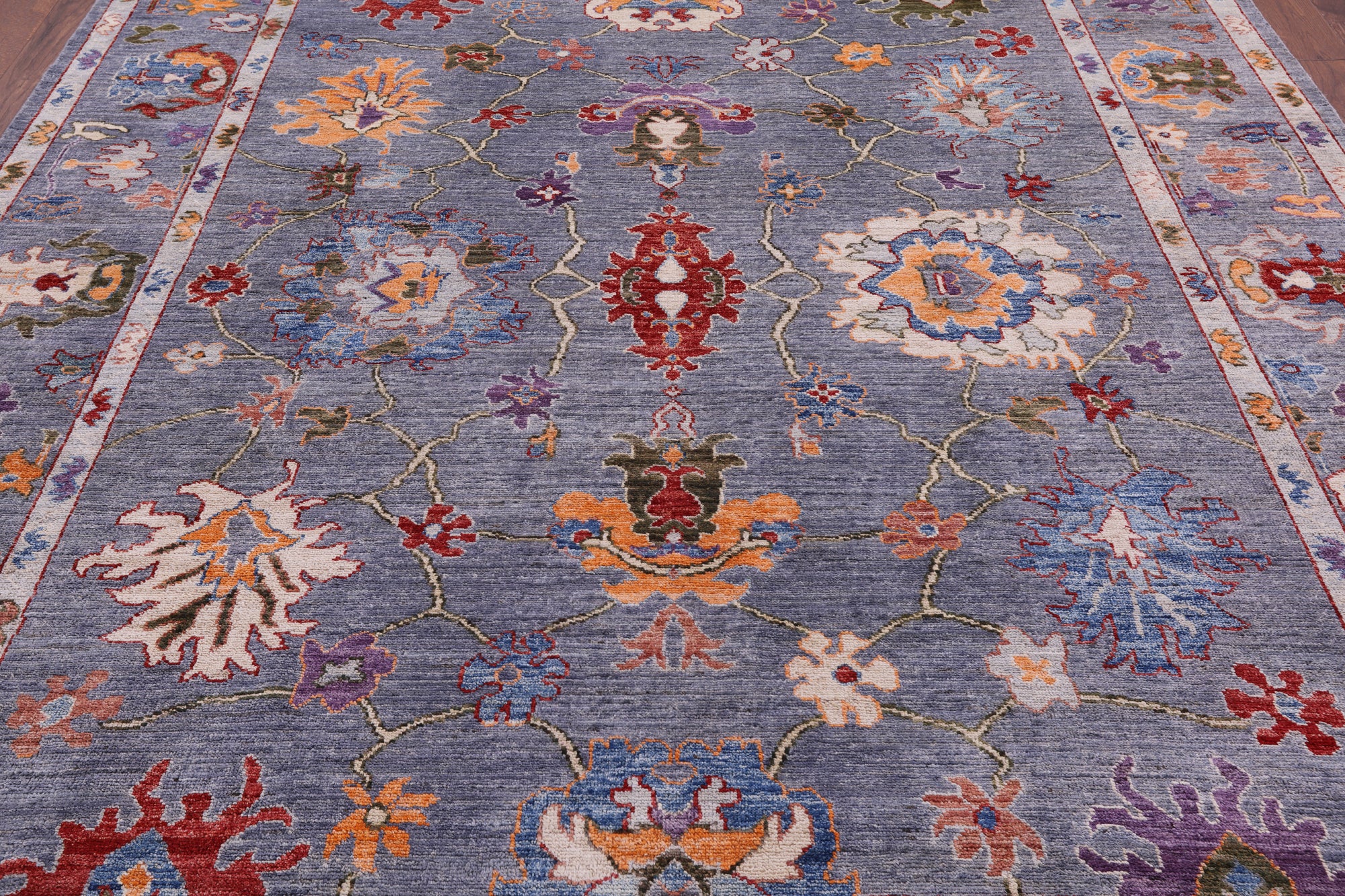 Grey Turkish Oushak Hand Knotted Wool Rug - 8' 1" X 9' 6" - Golden Nile