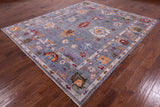 Grey Turkish Oushak Hand Knotted Wool Rug - 8' 1" X 9' 6" - Golden Nile
