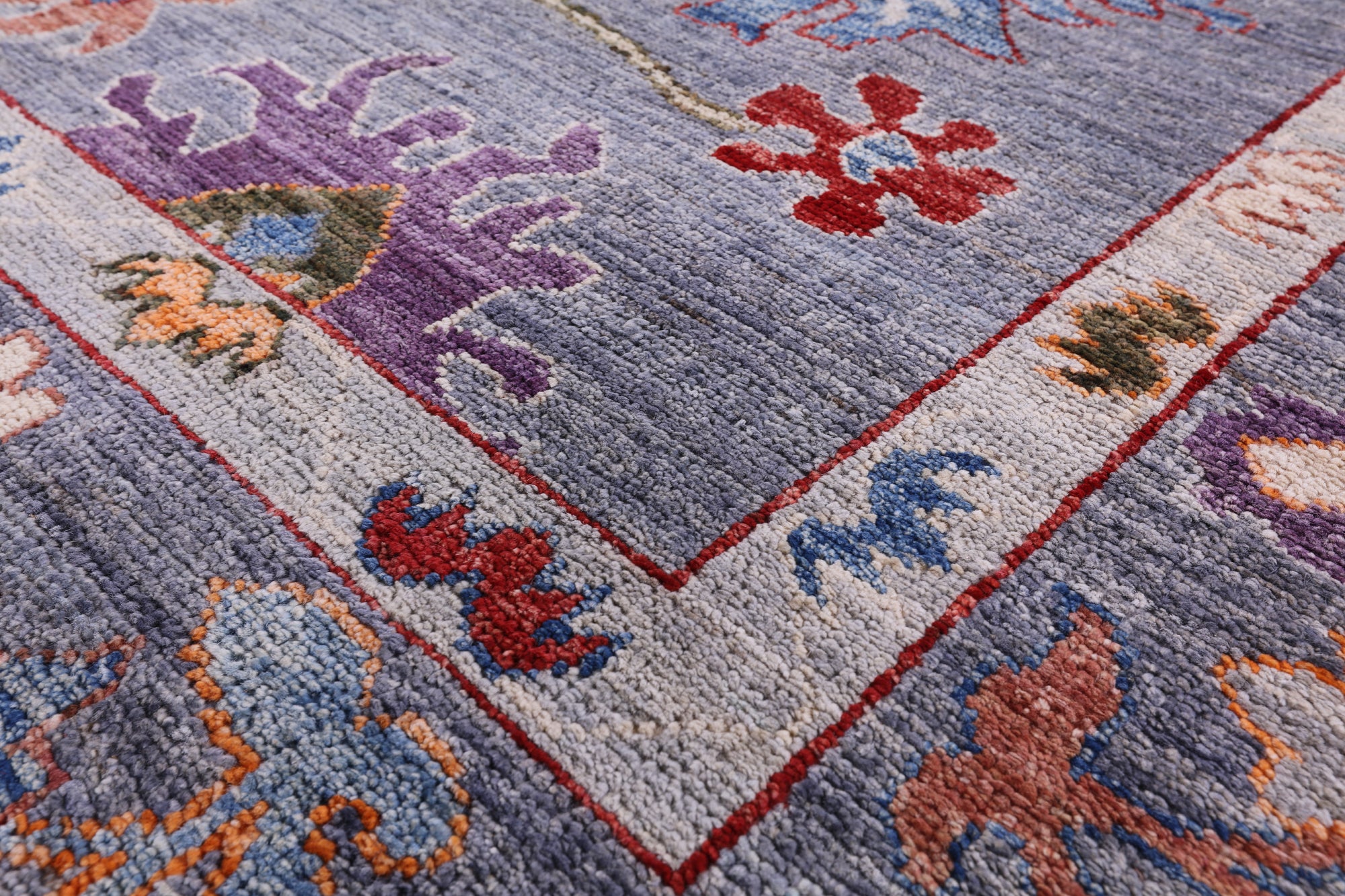 Grey Turkish Oushak Hand Knotted Wool Rug - 8' 1" X 9' 6" - Golden Nile