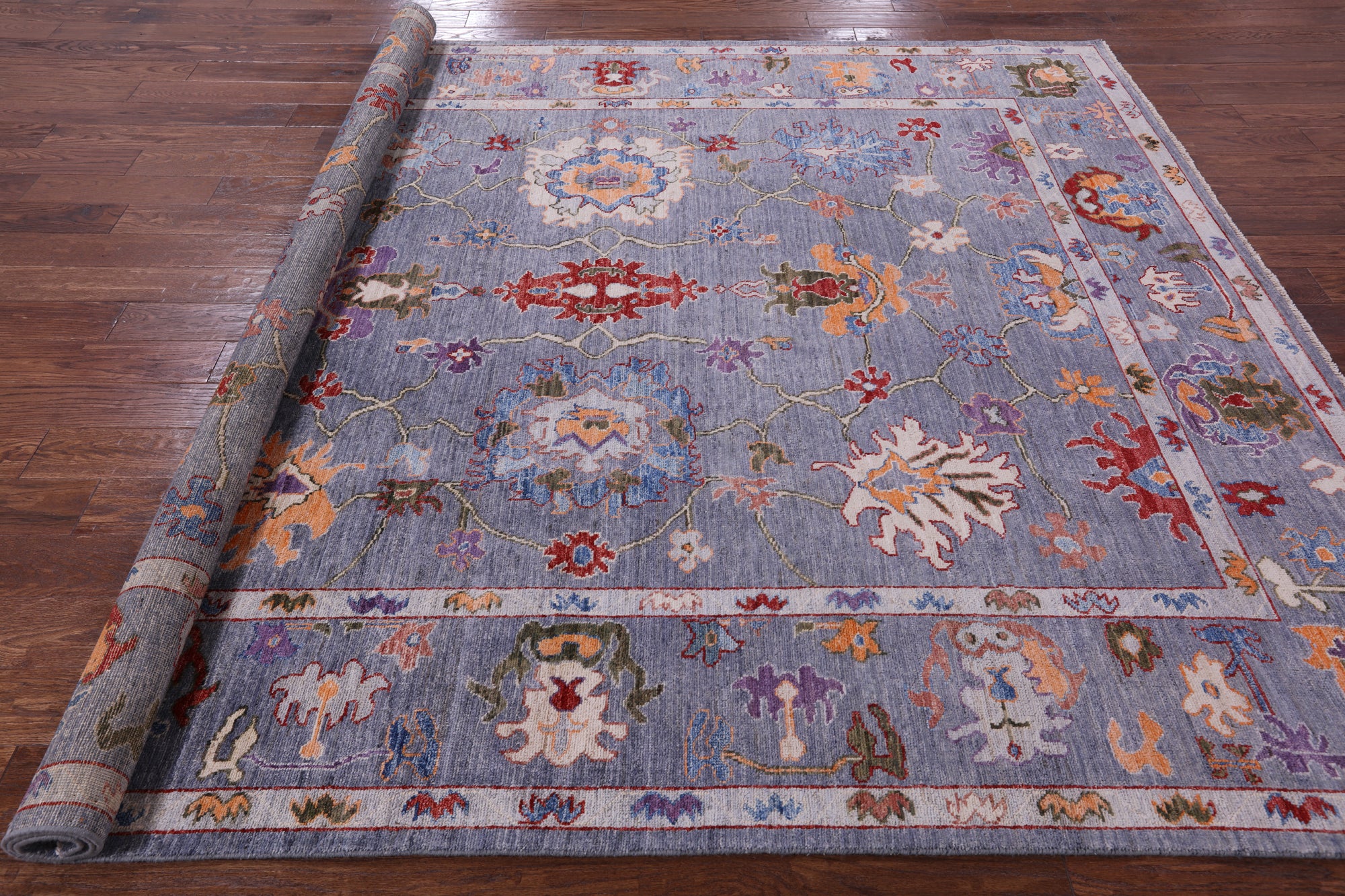 Grey Turkish Oushak Hand Knotted Wool Rug - 8' 1" X 9' 6" - Golden Nile