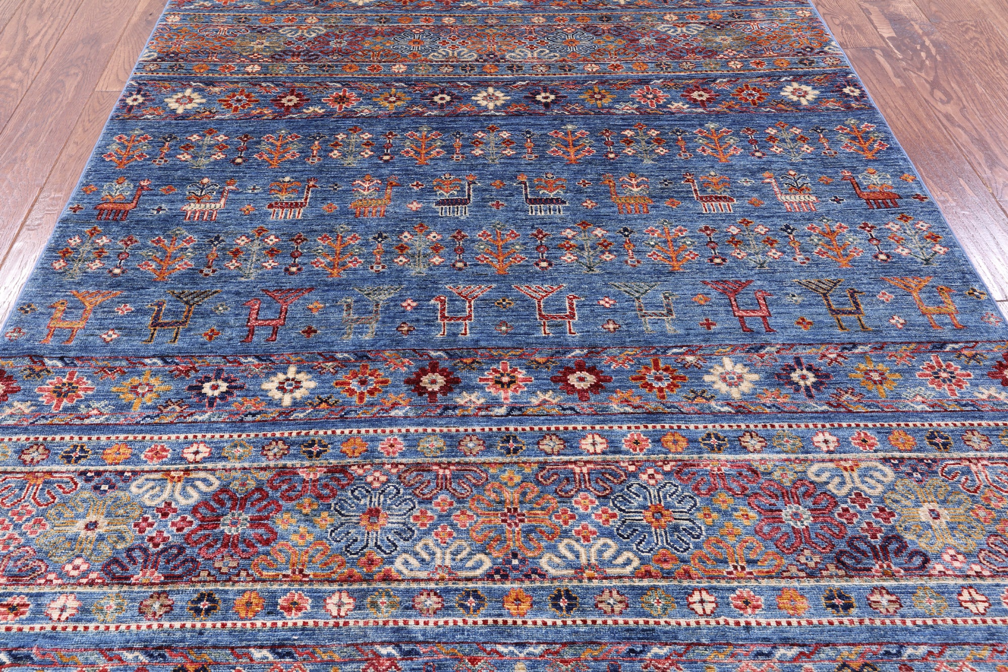 Blue Tribal Persian Gabbeh Handmade Wool Rug - 4' 11" X 6' 9" - Golden Nile