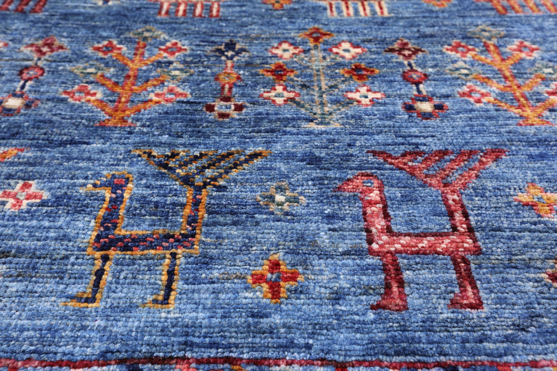Blue Tribal Persian Gabbeh Handmade Wool Rug - 4' 11" X 6' 9" - Golden Nile