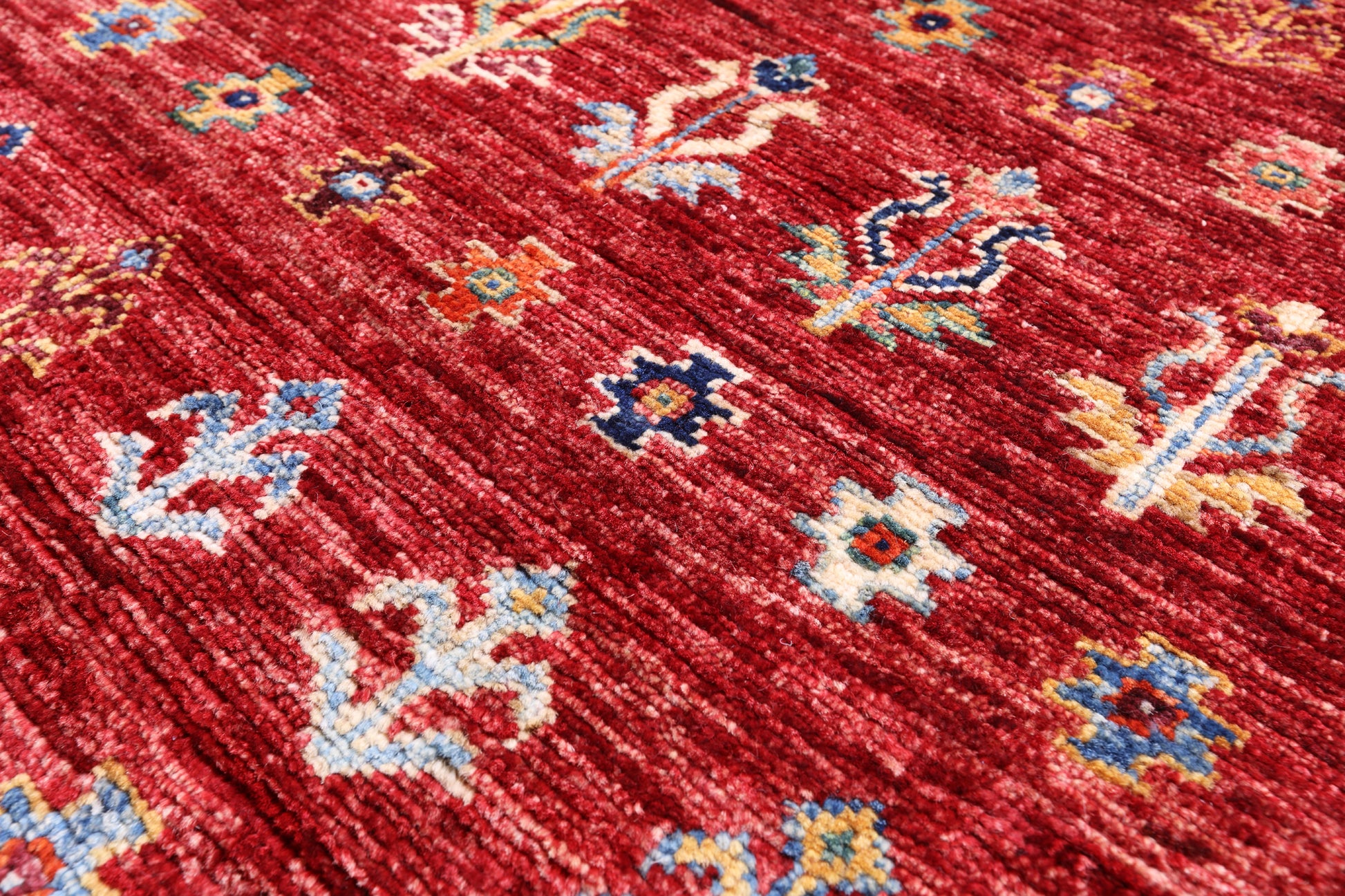 Red Khorjin Persian Gabbeh Hand Knotted Wool Rug - 5' 0" X 5' 9" - Golden Nile