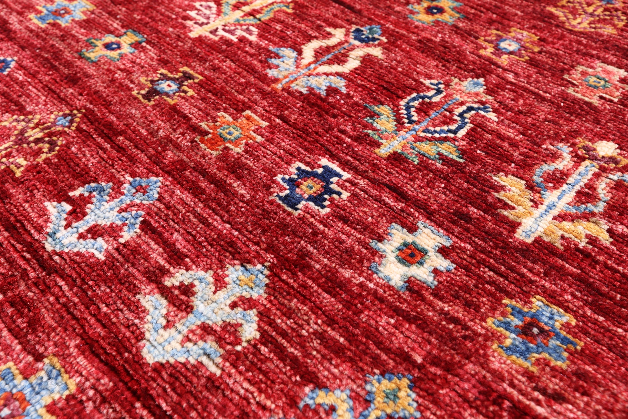 Red Khorjin Persian Gabbeh Hand Knotted Wool Rug - 5' 0" X 5' 9" - Golden Nile