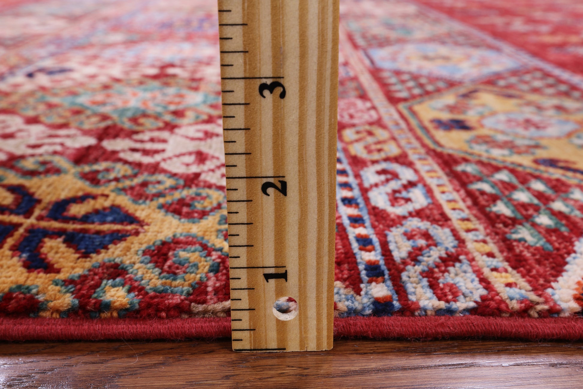 Red Khorjin Persian Gabbeh Hand Knotted Wool Rug - 5' 0" X 5' 9" - Golden Nile