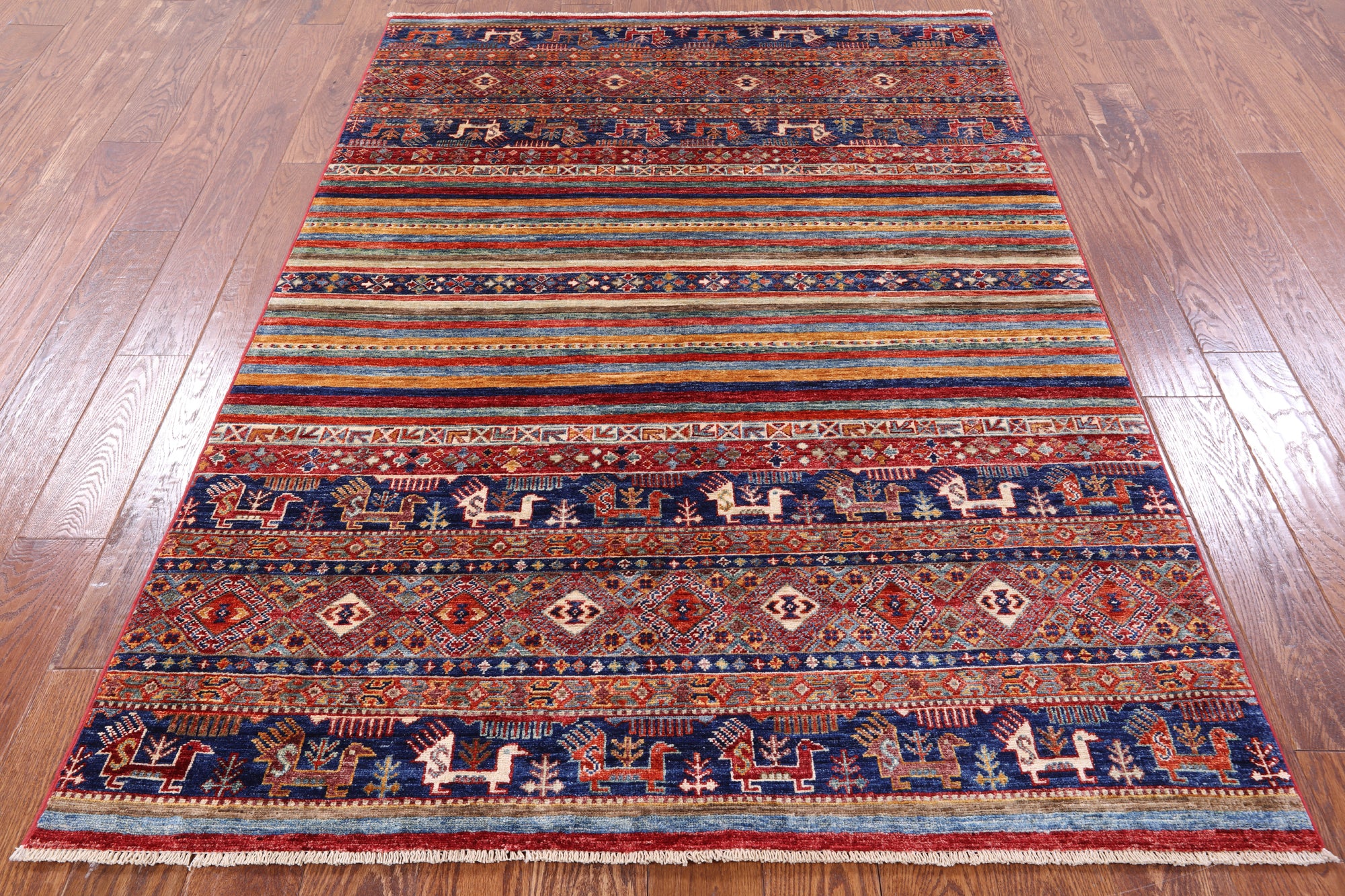 Tribal Persian Gabbeh Hand Knotted Wool Rug - 4' 8" X 6' 8" - Golden Nile