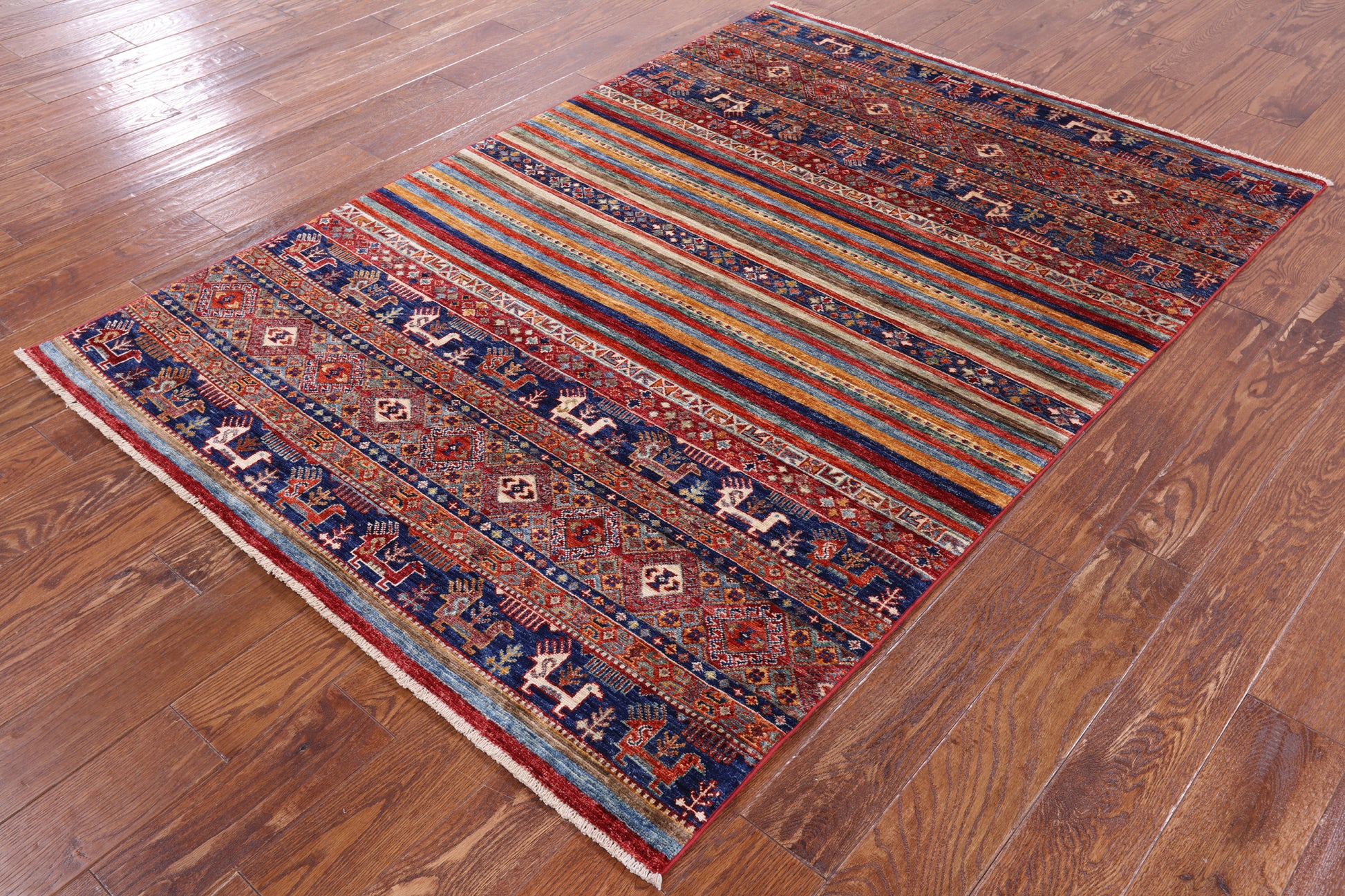 Tribal Persian Gabbeh Hand Knotted Wool Rug - 4' 8" X 6' 8" - Golden Nile