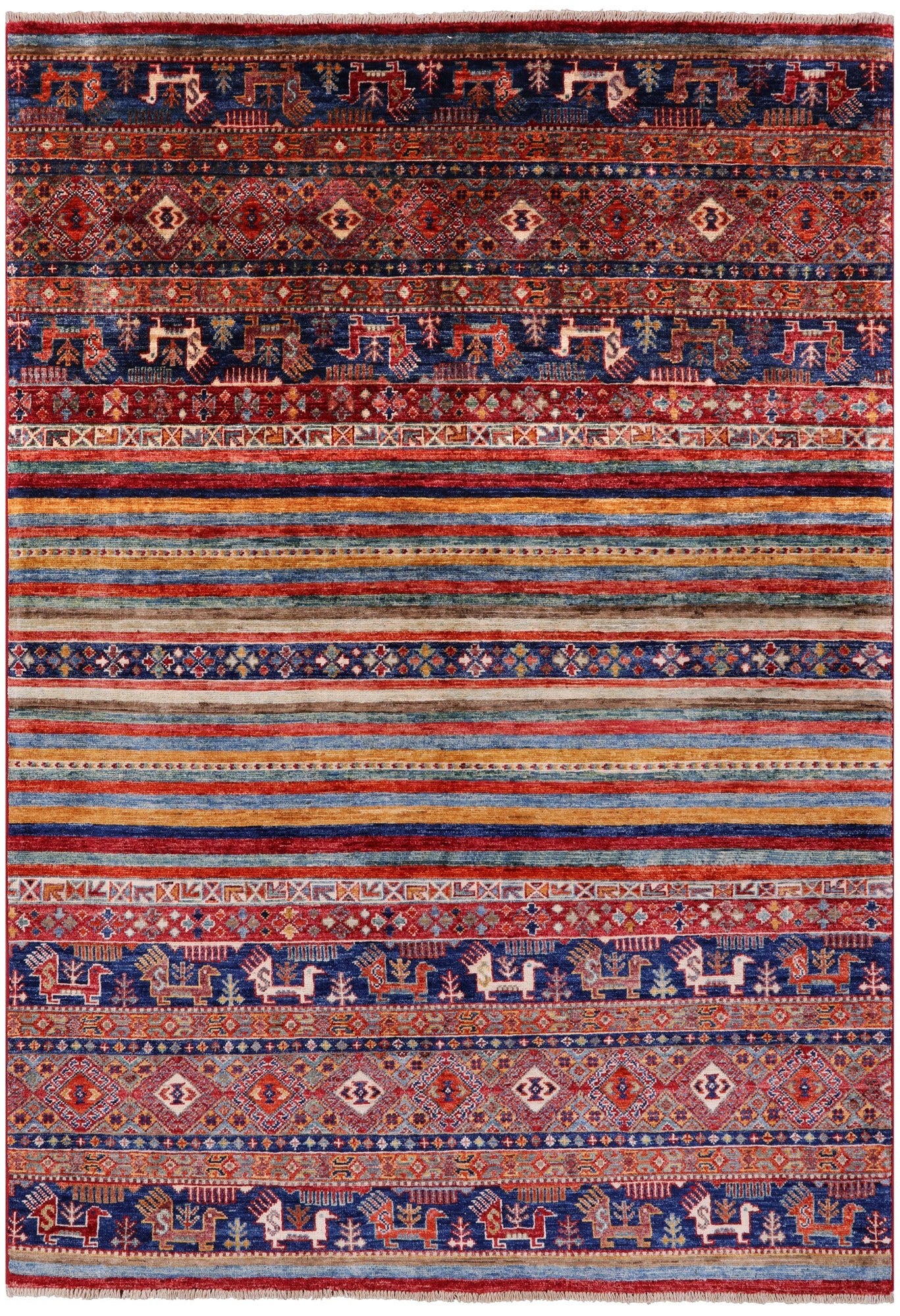 Tribal Persian Gabbeh Hand Knotted Wool Rug - 4' 8" X 6' 8" - Golden Nile